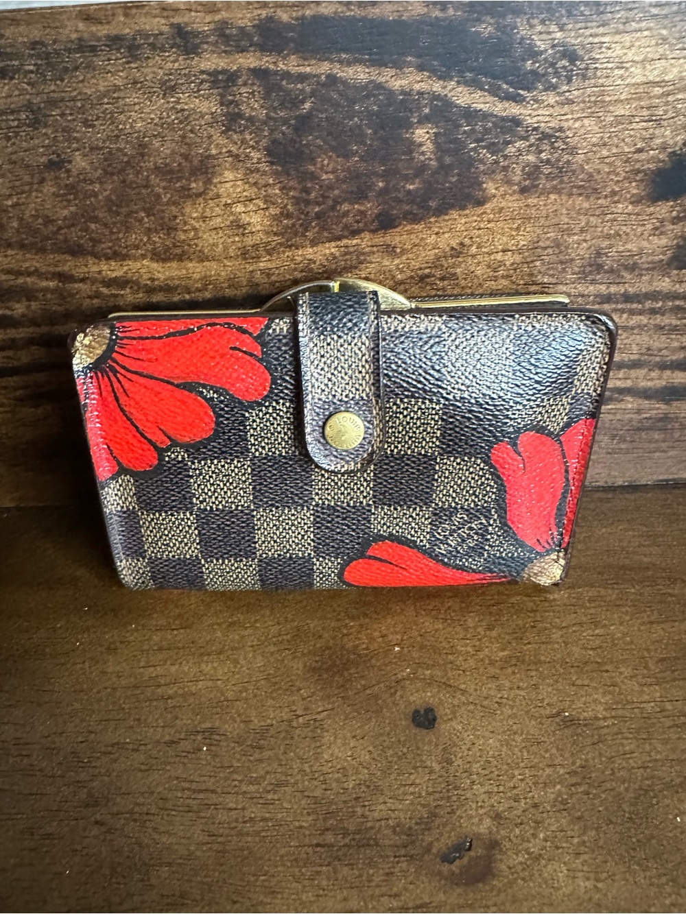 Louis Vuitton Damier Ebene Floral Print Wallet RARE